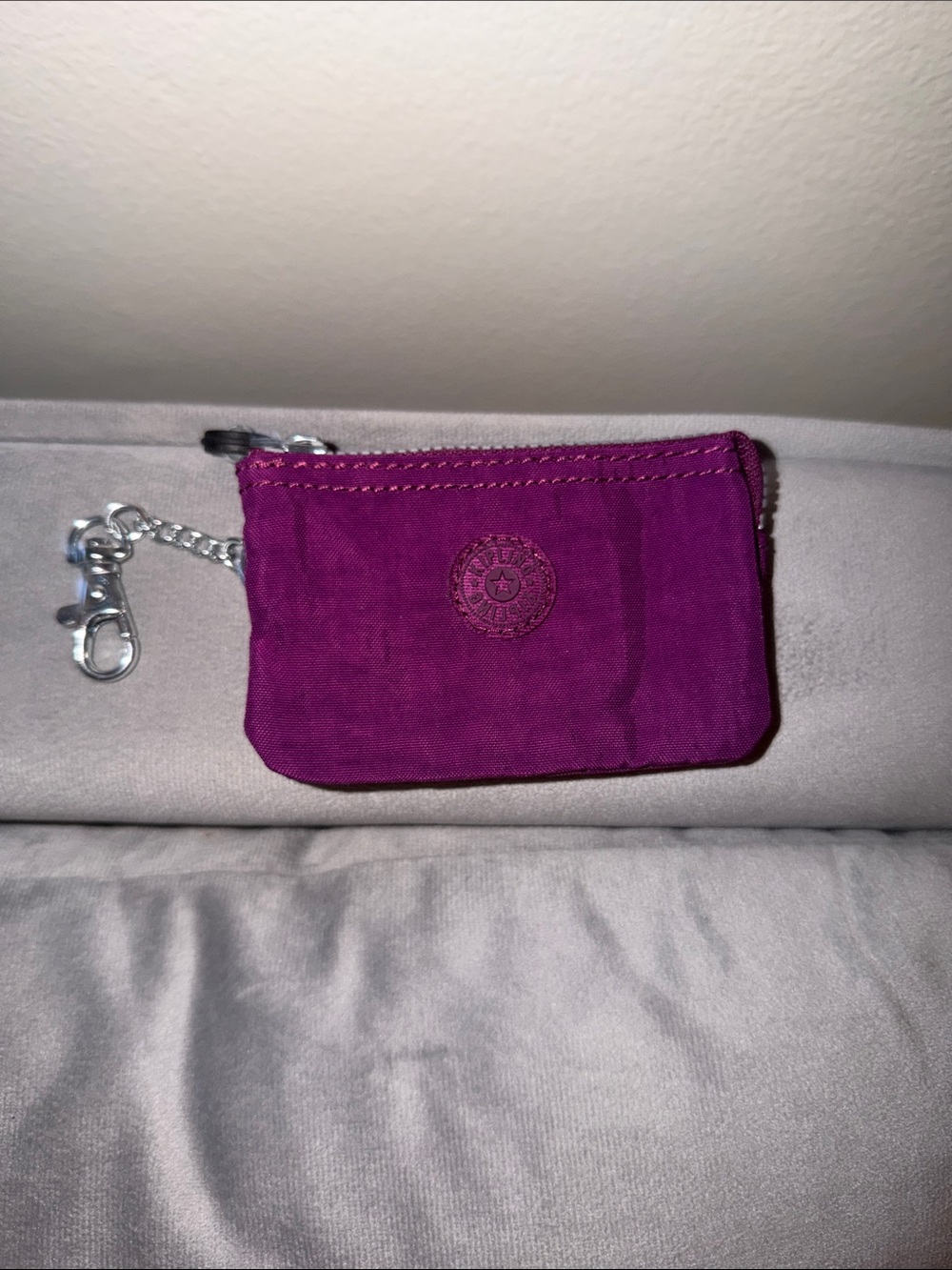 Kipling Magenta Mini Coin Pouch with Key Clip